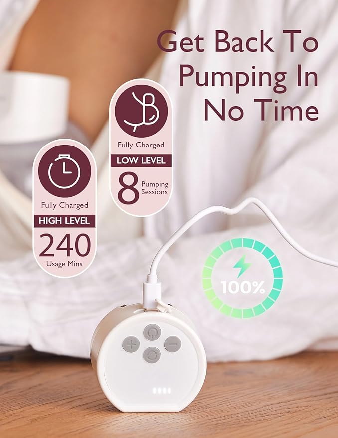 Momcozy Hands-Free Breast Pump S12 Pro, Wearable & Portable Pump with Soft DoubleFit Flange, 3 Modes | 9 Levels Double Electric Pump, Smart Display, 24mm, 2 Count, Cozy Crystal White