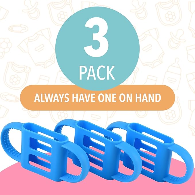 Impresa 3 Pack Handles for Baby Bottles - Compatible with Dr Brown Bottles - Clear BPA-Free Silicone - Easy-Grip Holder for Self Feeding & Sippy Cup Handles