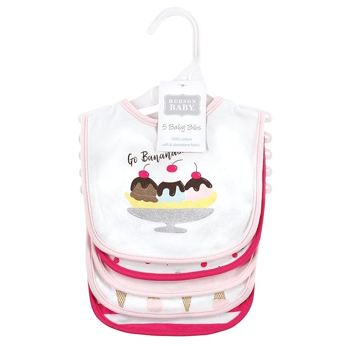 Hudson Baby Unisex Baby Cotton Bibs, Banana Split, One Size