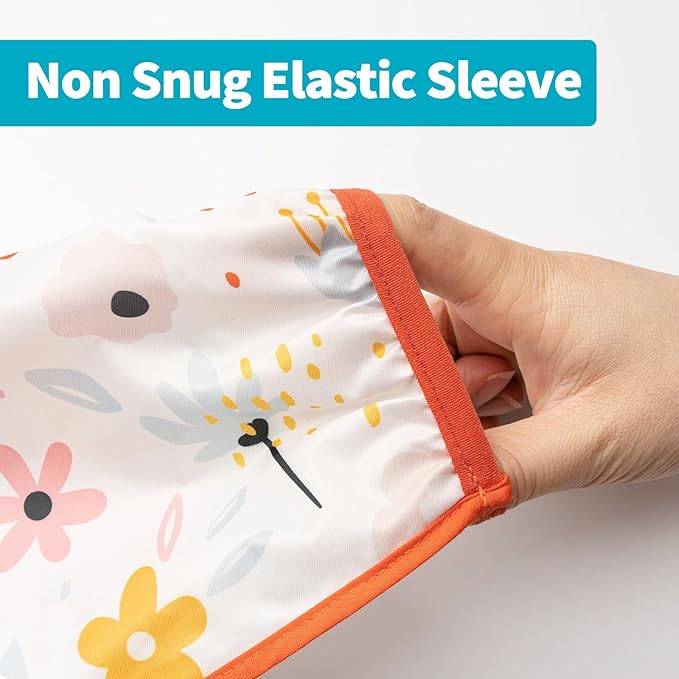 3 Pcs Long Sleeved Bib Set|Baby Waterproof Bibs with Pocket Bundle|Toddler Bib with Sleeves|Stain Resistance Smock 6-24 Month