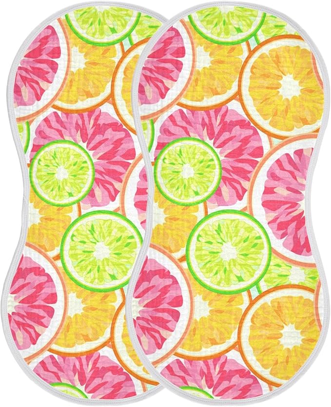 vvfelixl Muslin Burp Cloths Orange Grapefruit Lime Lemon Baby Washcloths for Baby Girl Boys 2 Pack
