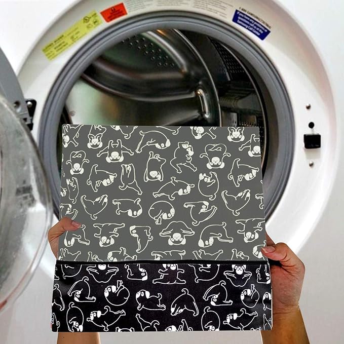 FLOCK THREE Washable and Reusable Wet Bag Diaper Bag Water Resistant Swimming Bag Travel Toiletries Pouch Yoga Dog Print Zippered 12.6'' x 16.5''