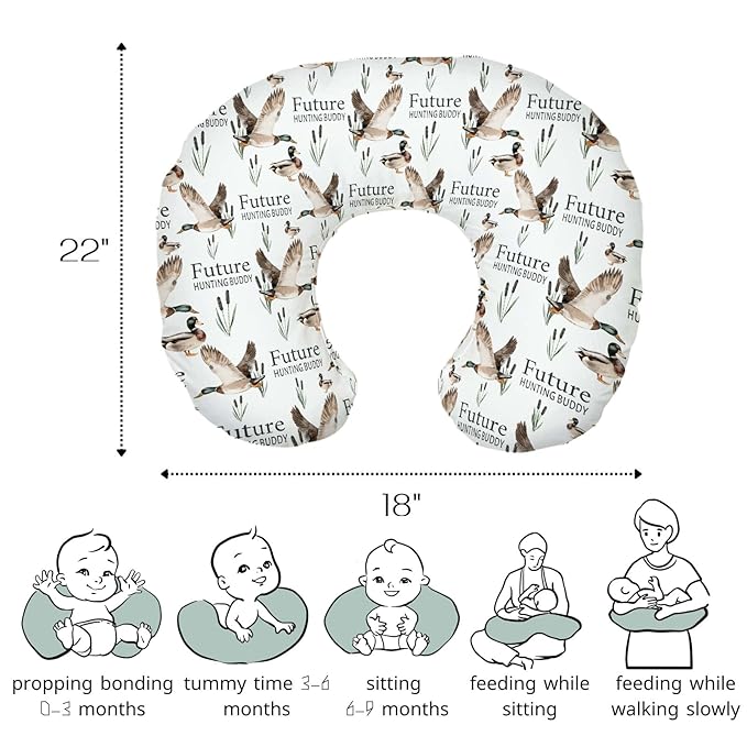 HawSkgFub Future Duck Hunting Buddy Nursing Pillow Cover for Baby Boys, Mallard Duck Hunter Wild Animal Reeds Lake Breastfeeding Pillow Slipcover, Nursing Pillowcase for Newborn Infant, Cover Only