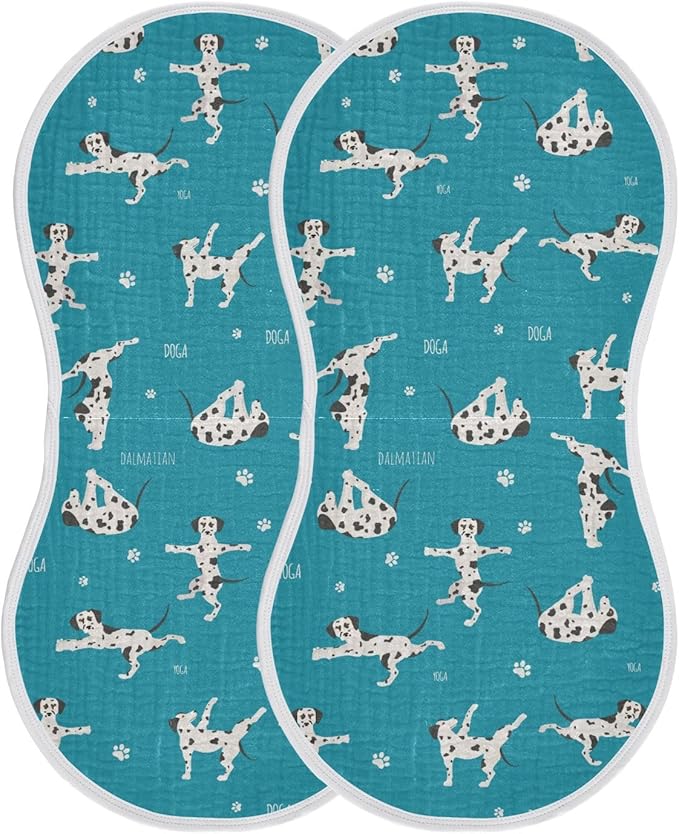 vvfelixl Muslin Burp Cloths Dalmatian Yoga Dog Baby Washcloths for Baby Girl Boys 2 Pack Blue
