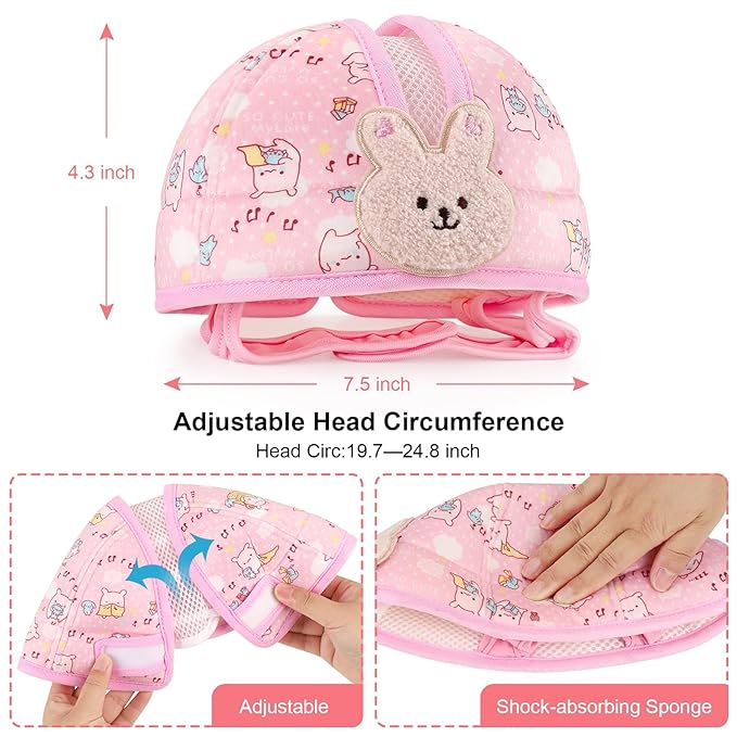 Accmor Baby Head Protector, Baby Helmet for Crawling Walking Running, Cute Infant Headguard Soft Cushion Anti-Collision Toddler Safety Helmets, Lightweight Breathable Protective Caps for 6m-24m Girls