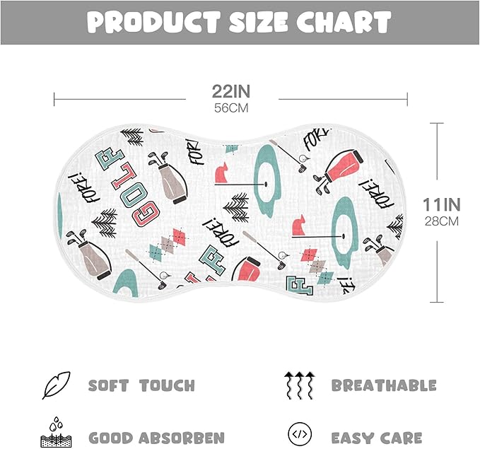 Golfer Golf Sports Burp Cloths Baby Boys Girls Absorbent Soft Cotton Burping Cloths Rags, 1 Pack