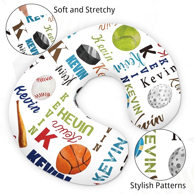 Baby Nursing Pillow Cover - Personalized Name Multi-Ball Design Breastfeeding U-Shaped for Bottle Feeding, Ultra Soft Comfortable Breastfeeding Pillow Cover for Infant Baby Boys and Girls