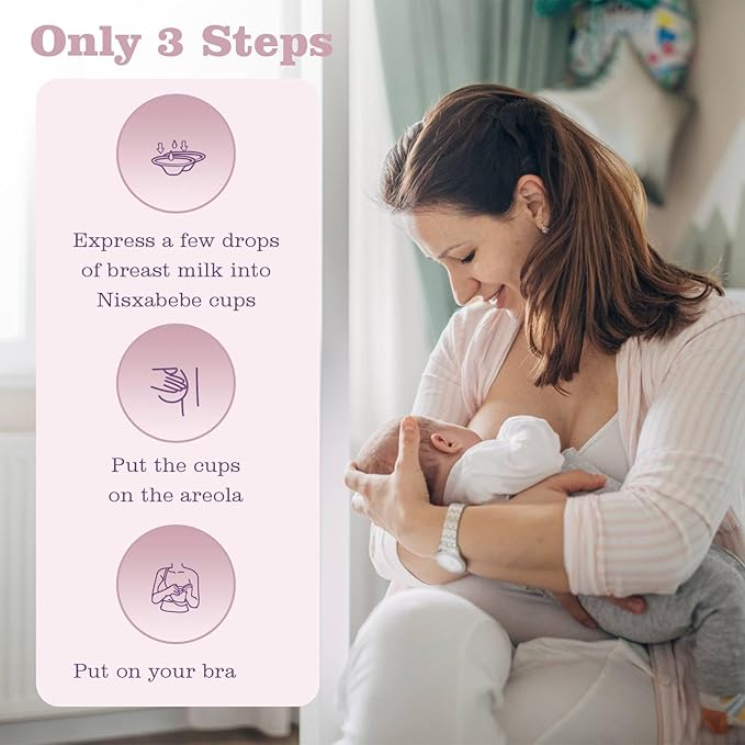 NISXABEBE The Original Silver Nursing Cups with Silicone Ring,Nipple Shields for Nursing Newborn,Breastfeeding Must Haves for Soothe and Protect Your Nursing Nipples,Trilaminate 999 Silver(X-Large)
