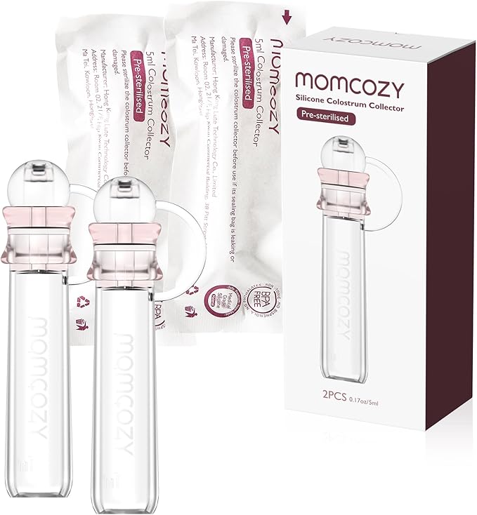 Momcozy Colostrum Collector Reusable Breast Milk Collector, Portable Colostrum Container Can be Feeding Baby, Multi-Use Collector BPA Free, 5ml-2pcs