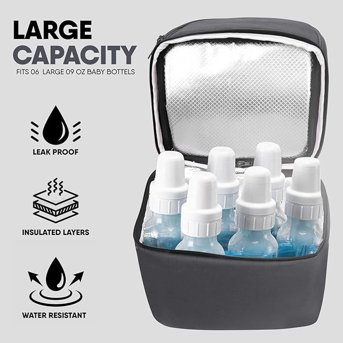 Breast Pump Bag for Spectra S1 S2, Insulated Travel Backpack with Ice Pack Fits 6 Baby Bottles, Wearable Breastmilk Double Layered Cooler Bag with Removeable Straps for Nursing Mom Daycare