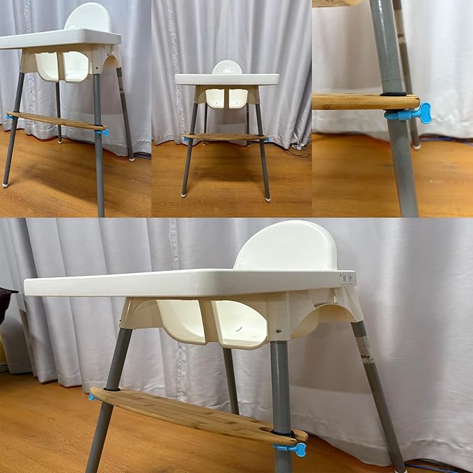 High Chair Footrest, Adjustable Height Non-Slip Natural Bamboo Wood Baby Highchairs Pedal,Foot Rest for High Chair Baby Compatible with IKEA Highchair Accessories (Bamboo)