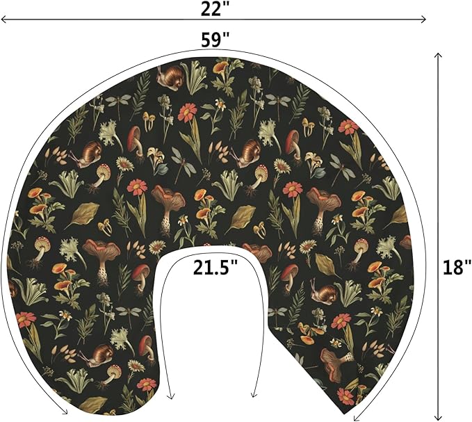 Vintage Mushroom Life Baby Nursing Pillow Covers for Boy Girl Retro Mushroom Leaves Floral Nursery Pillowcase for Breastfeeding Pillows Plant Soft Stretchy Slipcovers for Newborn Infant