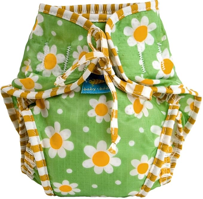 Kushies Baby Unisex Swim Diaper, Green Daisy Print, Small