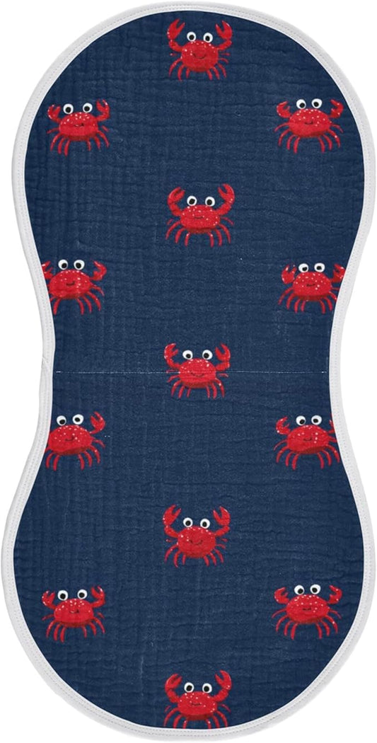 Sea Cute Red Crabs Burp Cloths Baby Boys Girls Absorbent Soft Cotton Burping Cloths Rags 1 Pack