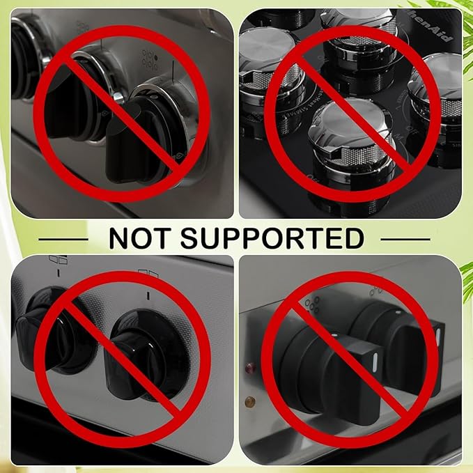 Stove Knob Covers for Child Safety, Black Gas Range Protectors for Baby Proofing Heat Resistant Oven Guard Locks Fits Button Under 2.4" Diameter Secure Under-Knob Anchor Fit Plastic Heat Resistant 5Pc