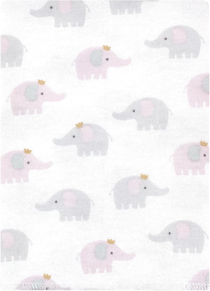Hudson Baby Unisex Baby Cotton Flannel Burp Cloths Bundle, Lilac Elephants, One Size
