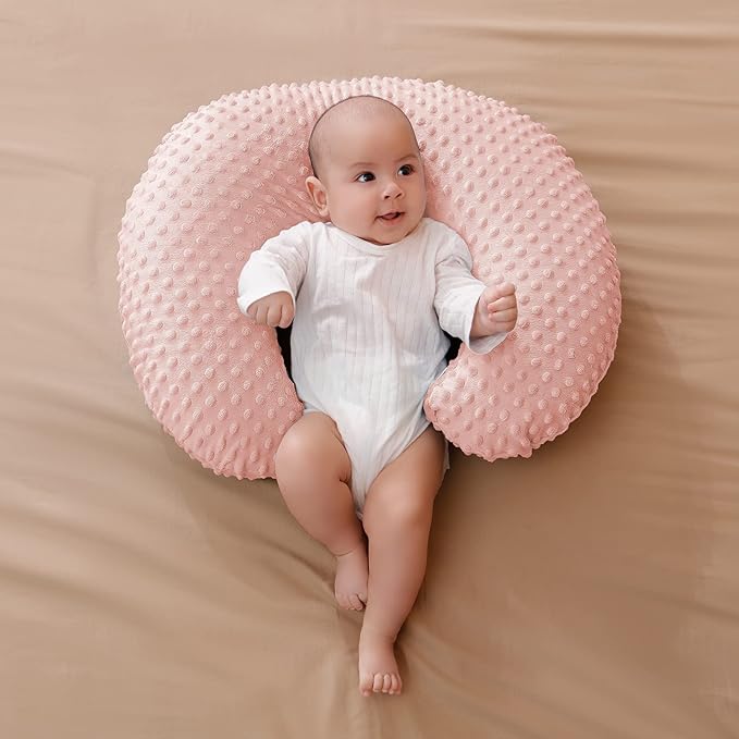 Pillowcase for Nursing Pillow and Positioner for Breastfeeding and Bottle Feeding, Propping Baby, Tummy Time, Baby Sitting Support, Awake-Time Support, Pillow Cover Only (Light Pink)