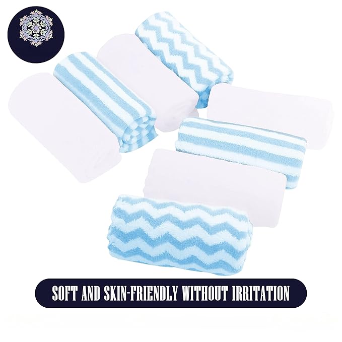 16 Pack Super Soft Baby Burp Cloths, Baby Washcloths, Ultra Absorbent Large Newborn Burping Cloth for Boy and Girl, Milk Spit Up Rags, Unisex for Baby Sensitive Skin, Aqua and White, 16 x 12 Inch