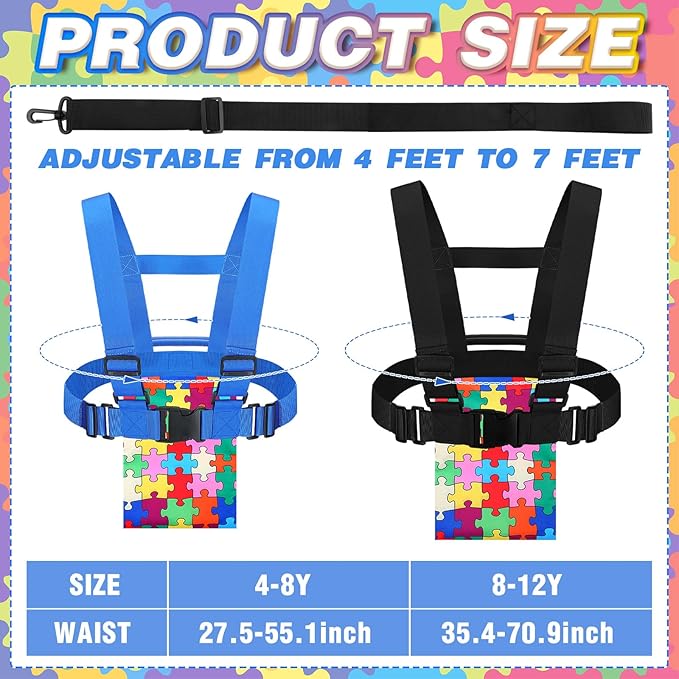 Kanayu 2 Pcs Safety Harness Leash for Special Needs Child Walking Harness for Kids Older with Handle Pouch for Autism Adhd