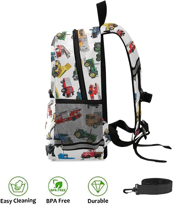 Fire Truck Tractor Truck Construction Car Kid's Toddler Backpack for Boys Girls Preschool Nursery with Safety Leash (031119) Over 3 years old