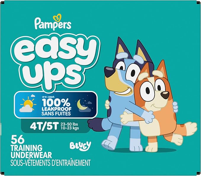 Pampers Training Pants - Easy Ups Boys & Girls Bluey - Size 4T-5T, 56 Count, Children's Potty Underwear (Packaging May Vary)