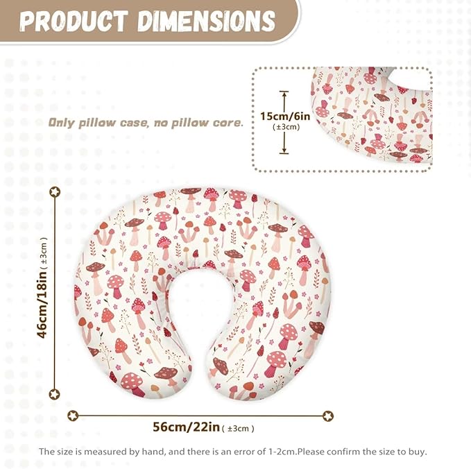 Nursing Pillow Cover for Breastfeeding Pillow,Removable Breastfeeding Pillows Covers,Ultra-Soft Slipcover for Baby Nursing Pillow, Fits Newborn Feeding Pillow,Mushrooms (Cover Only)