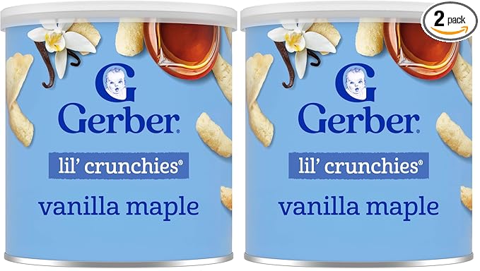 Gerber Snacks for Baby Lil Crunchies Vanilla Maple, 1.48 Oz Can (Pack of 2)