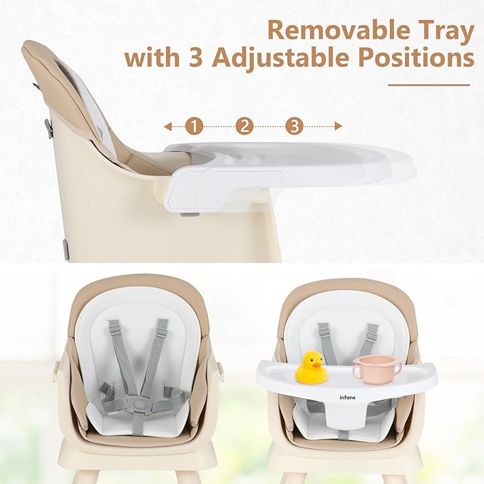 INFANS 8 in 1 Baby High Chair, Convertible Highchair for Babies and Toddlers, Infant Dining Booster Seat, Building Block Table, Kids Stool Table Chair Set with Removable Tray