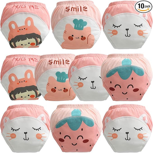Potty Training Underwear for Girls 4T, Soft Cotton Reusable Potty Training Pants for Toddlers 10 Pack,Toilet Training Pants for Girl