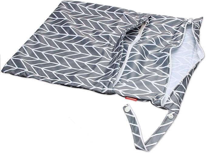 Damero 3pcs Travel Wet and Dry Bag with Handle for Cloth Diaper, Pumping Parts, Clothes, Swimsuit and More, Easy to Grab and Go, Gray Arrows