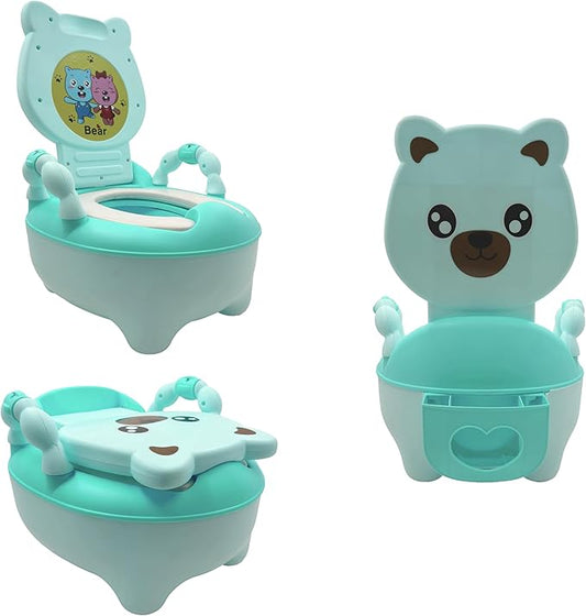 HTTMT- Baby Kids Green Bear Portable Potty Training Toilet Seat With Pad Toddler Lovely Toilet Comfortable Soft Seat Stool Chair [P/N: ET-BABY003-GREEN]