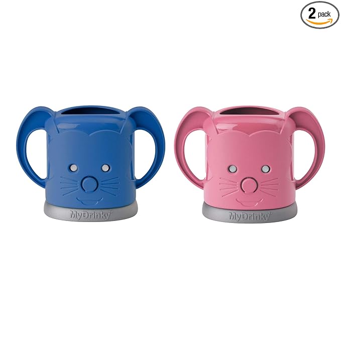 InchBug MyDrinky Pouch Holder No Squeeze, Reusable Drink Holder for Kids and Toddlers | BPA-Free & Squeeze-Proof Cup Holder for Juice Boxes Food Pouches| Dishwasher Safe 2-Pack PINK SORBET/GALAXY BLUE