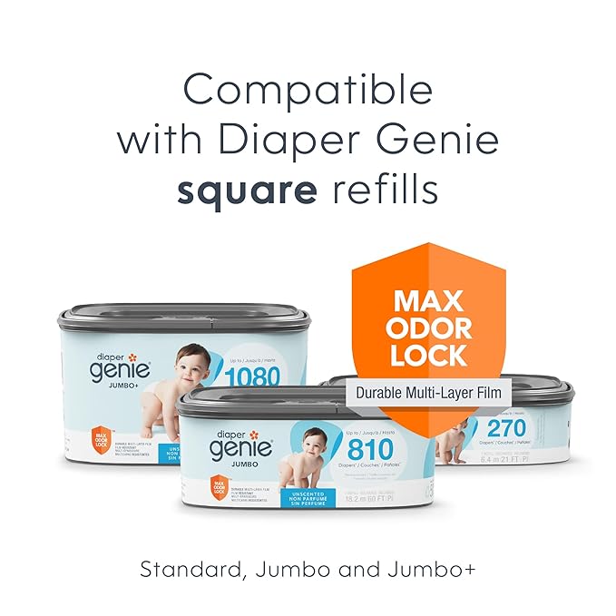 Bundle of Diaper Genie Classic Pail + Square Refill (810 Count)