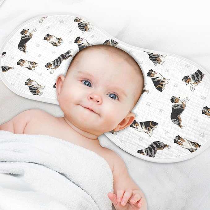 1 Pack Muslin Burp Cloths Bernedoodle Dogs Paw White Cotton Baby Burp Cloths Ultra Absorbent and Soft Thick Burping Cloth for Newborn Babies Boys Girls 22x11 Inch