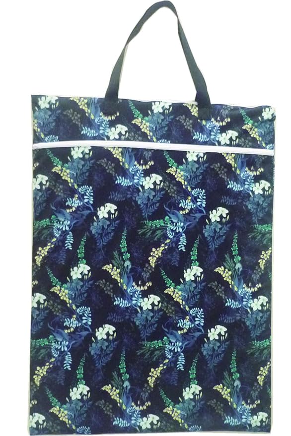 JOBEBE Large Hanging Wet/Dry Cloth Diaper Pail Bag for Reusable Diapers or Laundry (Black Flower)