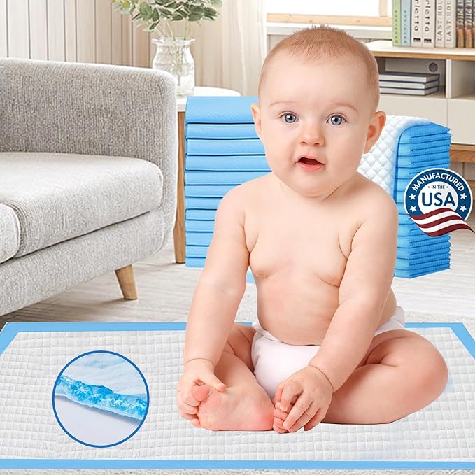 200 Pack Disposable Changing Pad, Waterproof Baby Disposable Underpads, Super Soft, Ultra Absorbent Diaper Changing Liners Baby Change Mats (13x18 inch)