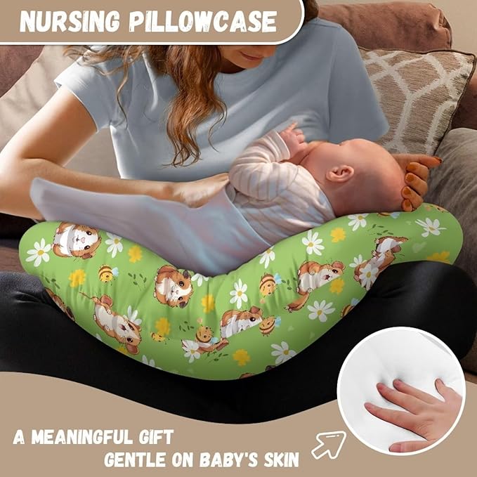 Guinea Pig Nursing Pillow Cover for Newborn U-Shaped Nursing Slipcover Breastfeeding Pillow Case Hidden Zipper Design Soft and Skin-Friendly