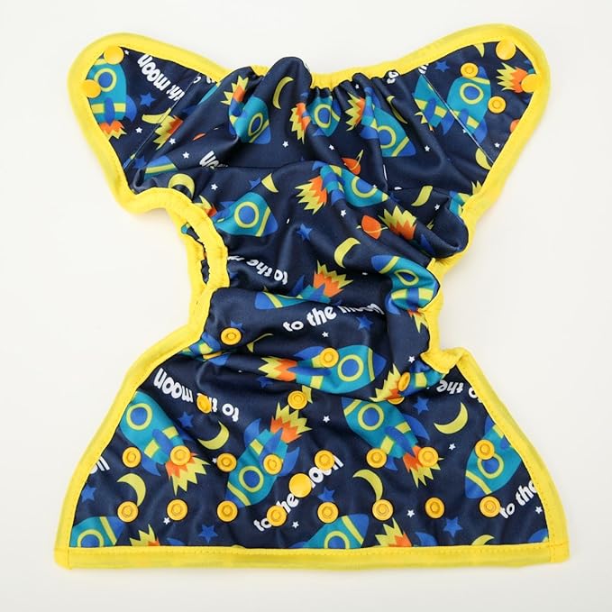 Baby Diaper Cover Nappy One Size 10lbs to 36lbs for Boys (Rocket)