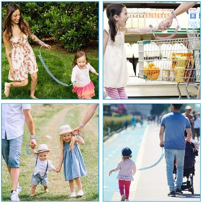 InfantLY Bright Kids Traction Rope Anti Lost Wrist Link , Double tape Toddlers Kids Leashes Babies Wrist Safety Harness Child Walking Harness Rope LeashToddlers Safety Strap (blue)