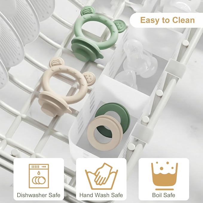 Baby Breastmilk Popsicle Molds & Baby Fruit Feeder (4 Pack), Infant Food Freezer Tray Storage Containers, Silicone Teething Pacifier Feeder and Teether for Babies,Boys and Girls-Beige&Green