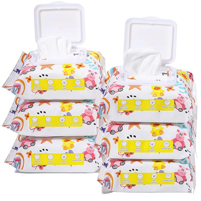 180 Count Saline Baby Wipes, Unscented, 7.4 x 7.2 Inch, Moist and Refreshing, Multi-Purpose Use, Ideal for Travel