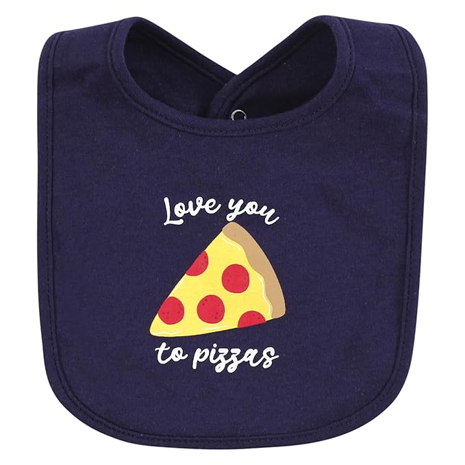 Hudson Baby Infant Boy Cotton Bibs, Pizza Slice Of Heaven, One Size