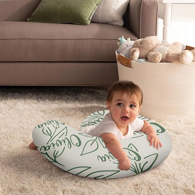Customizable Flowers Baby Nursing Pillow Cover - Add Your Baby's Name, Ultra-Soft Stretch Fabric, Fits Standard Nursing Pillows, Ideal for Baby Showers Style 20