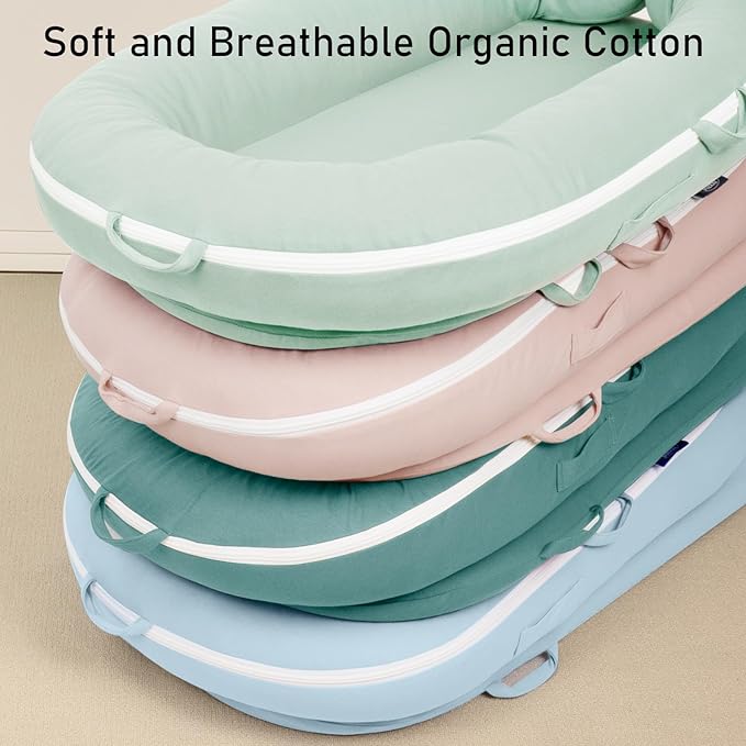 Organic Replacement Cover | Premium Quality Spare Cover 100% Organic Cotton | Hypoallergenic | Fits Dockatot Deluxe + Docks (Pistacho Green)