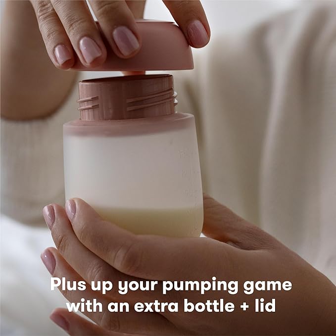 Frida Mom 2-in-1 Manual Breast Pump Silicone Bottle + Replacement Lid, Milk Collector for Breastfeeding, 5oz (Pack of 2)