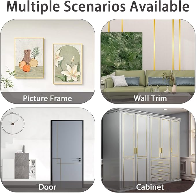 Coengwui Peel and Stick Wall Trim, Flexible Mirror Edging, Finish Molding for Ceiling Floor Tile Edge Furniture and Home Decoration (Matte White, 196.8" x 0.8")