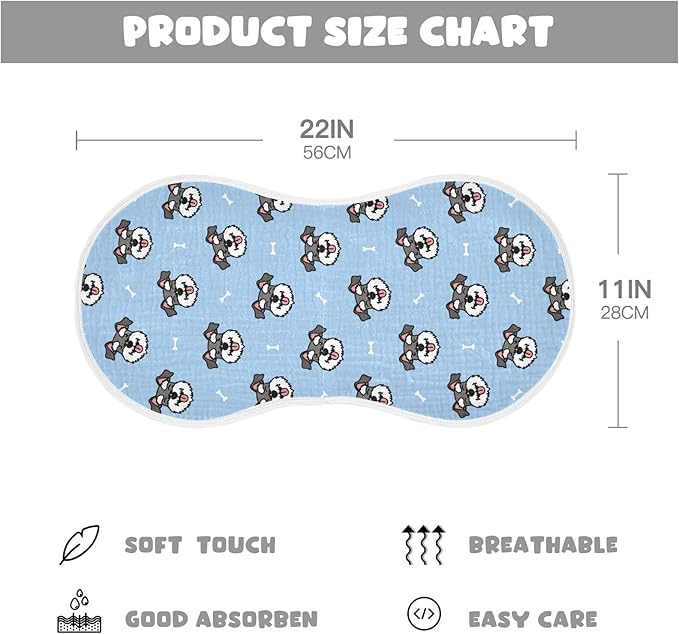 vvfelixl Baby Burp Cloths Miniature Schnauzer Dog Heads Baby Newborn Cotton Burping Cloths Set Baby Washcloths 4 Pack