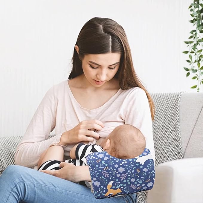 Baby Feeding Arm Pillow,Soft Cotton Cradle ArmPillow for Newborn, Baby Nursing Pillow Head Support Pillow for Breastfeeding（Blue）