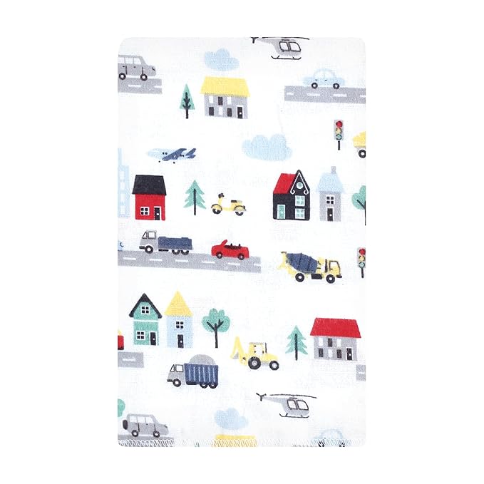 Hudson Baby Unisex Baby Cotton Flannel Burp Cloths 10-Pack, City Life, One Size