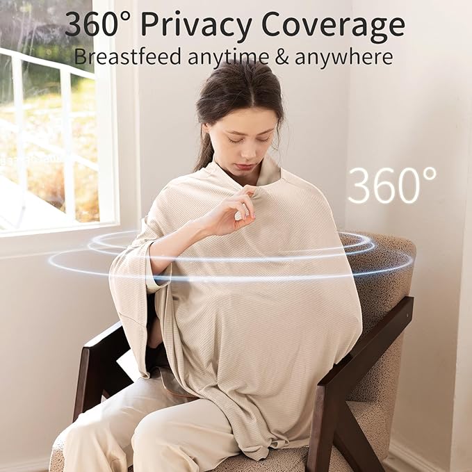 BubblePanda Rayon Made from Bamboo Nursing Cover for Baby Breastfeeding,360° Full Privacy Soft & Breathable Breastfeeding Covers Up for Women,Machine Washable Nursing Shawl,Stretchy Carseat Cover